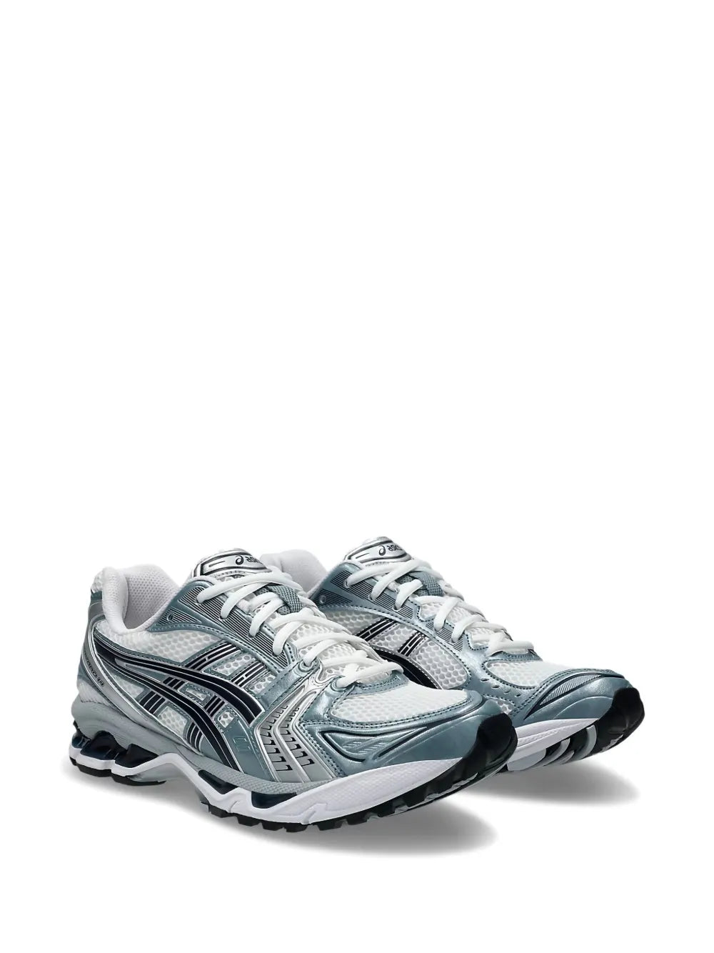 Asics Kayano 14 White Fjord Grey - basket blanche et grise vue de face