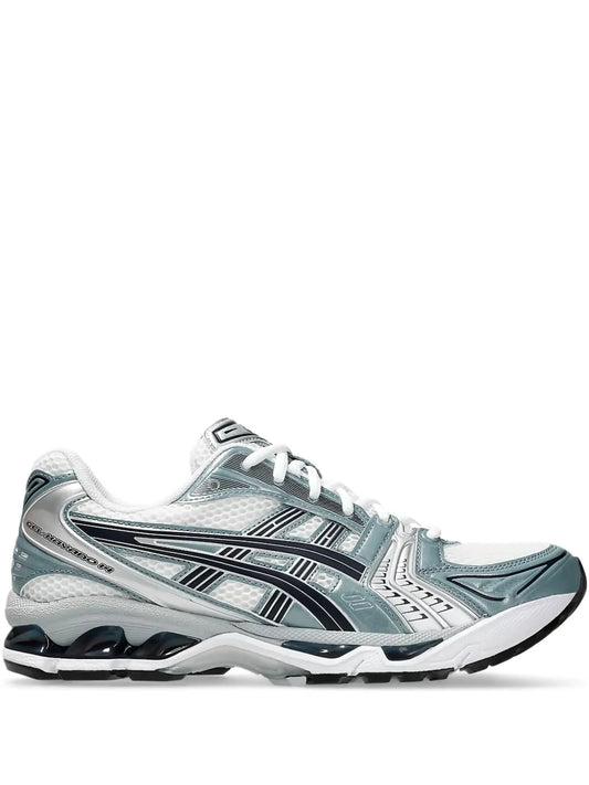 Asics Kayano 14 White Fjord Grey - basket blanche et grise vue profil