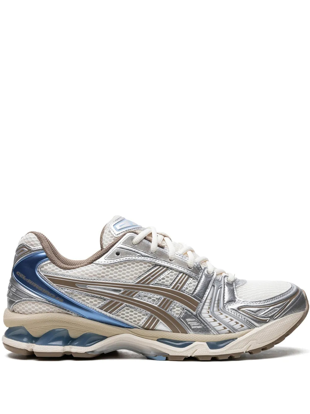 Asics Kayano 14 Cream Pepper - sneaker chunky creme et doree vue profil