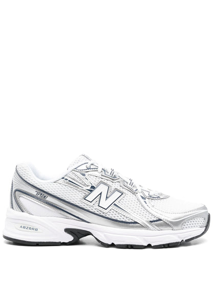New Balance 740 White Navy - sneaker chunky blanche et marine vue profil