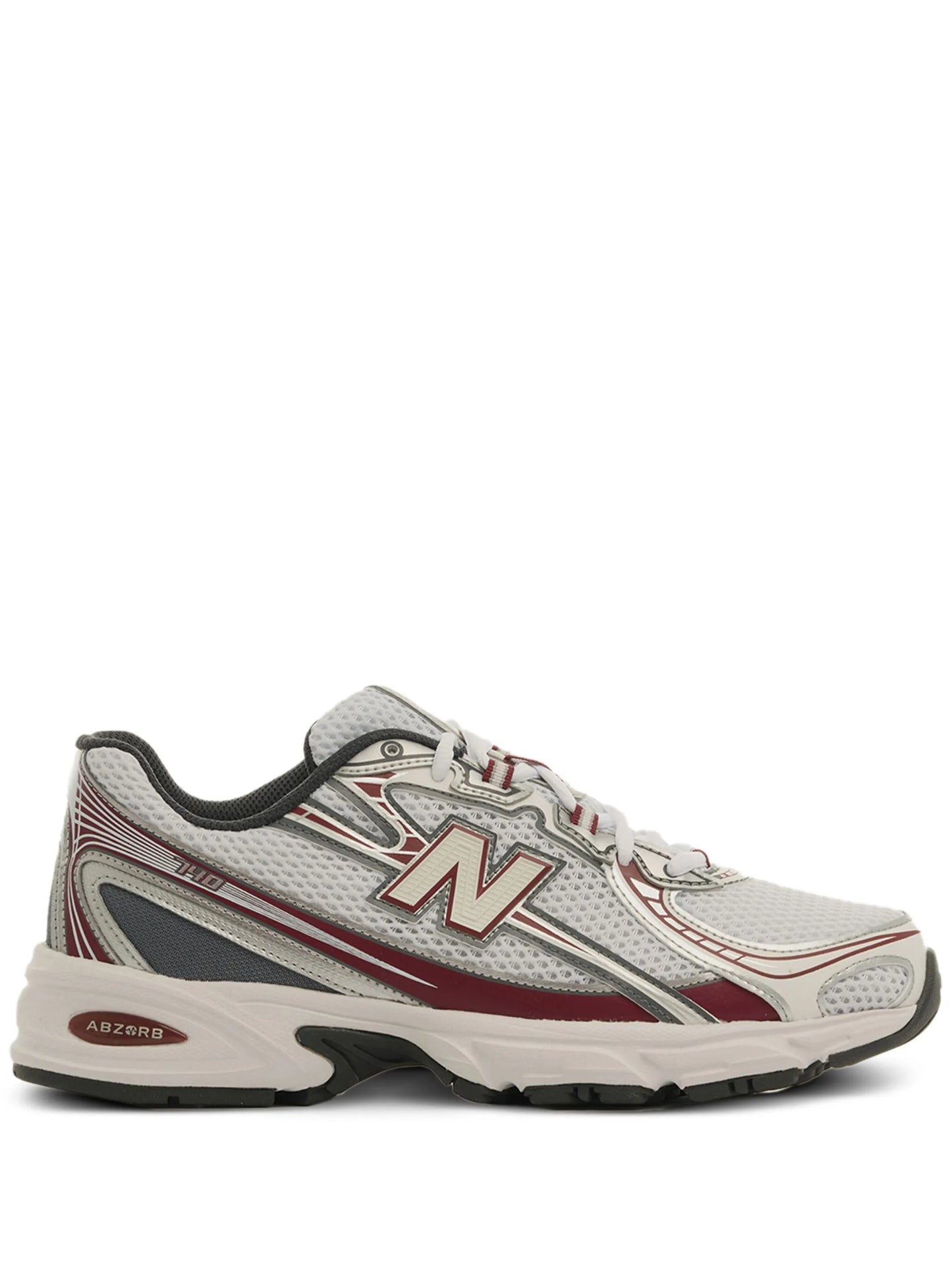 New Balance 740 Blanc Rouge - sneaker chunky blanche et rouge vue profil