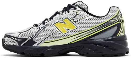 New Balance 740 Grey Volt - sneaker chunky grise et jaune fluo vue de face