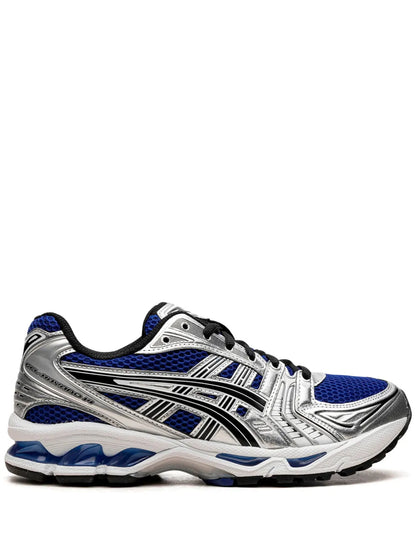 Asics Kayano 14 Blue Silver - sneaker chunky bleue et argentee vue profil