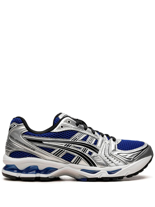 Asics Kayano 14 Blue Silver - sneaker chunky bleue et argentee vue profil